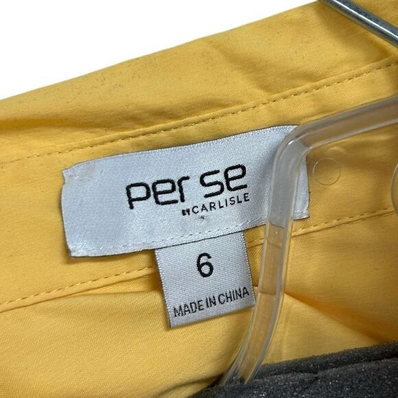 Per Se by Carlisle Yellow Front Pocket Snap Button Up Shirt Womens 6 - Picture 2 of 6